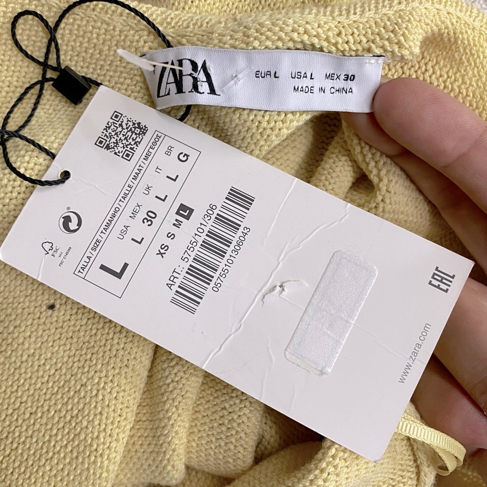 Zara Yellow Knit Low Back Bodysuit L NWT Balletcore Butter Yellow Boho Retro - Picture 3 of 11